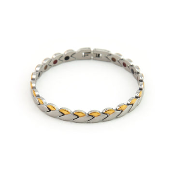 Energy - Negative Ion Chain Bracelet - Brushed Stainless Steel and Polished Gold